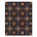Burgundy Golden Floral Diamond Trellis Rug