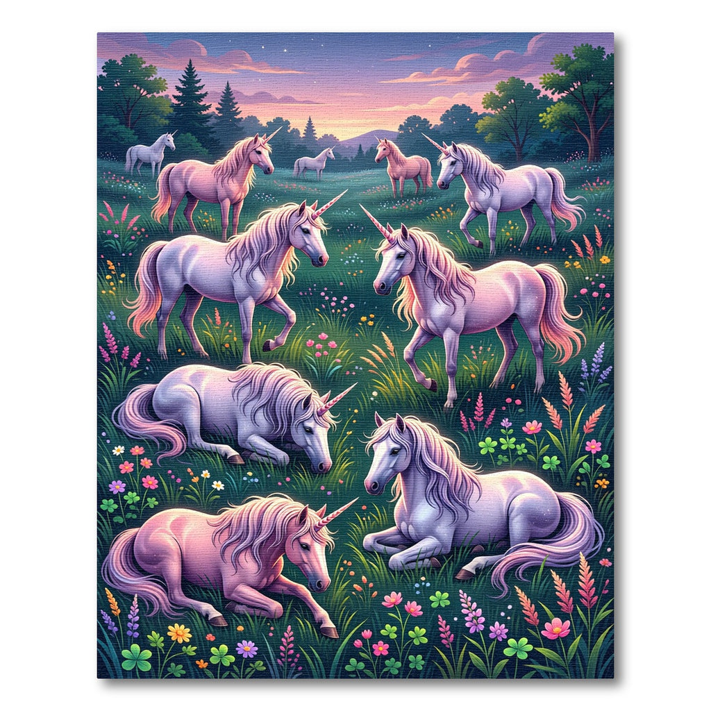 Whimsical Pastel Unicorn Flower Meadow Rug