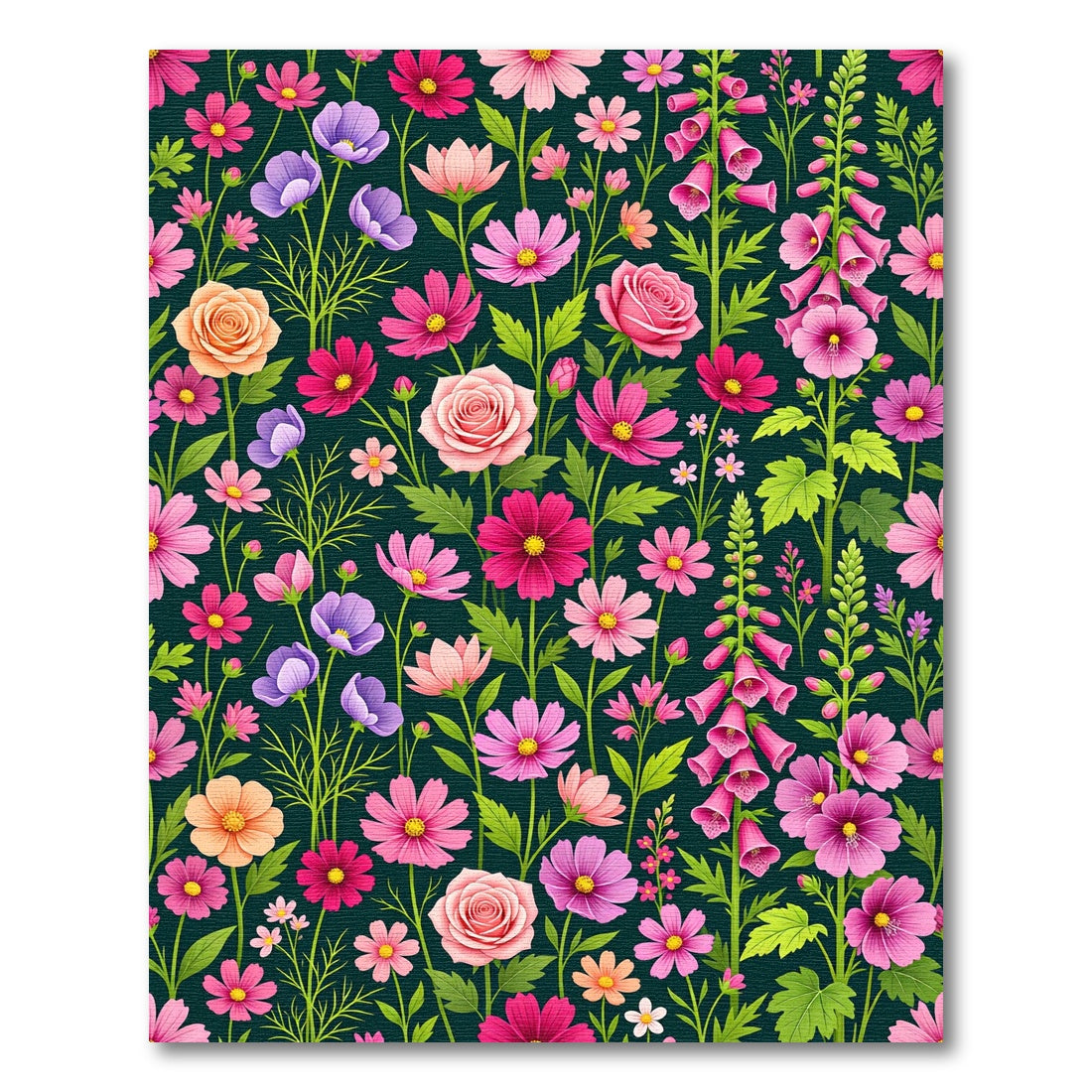 Whimsical Vibrant Pink Floral Garden Rug