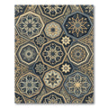 Gold Navy Octagon Geometric Medallion Rug