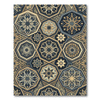 Gold Navy Octagon Geometric Medallion Rug