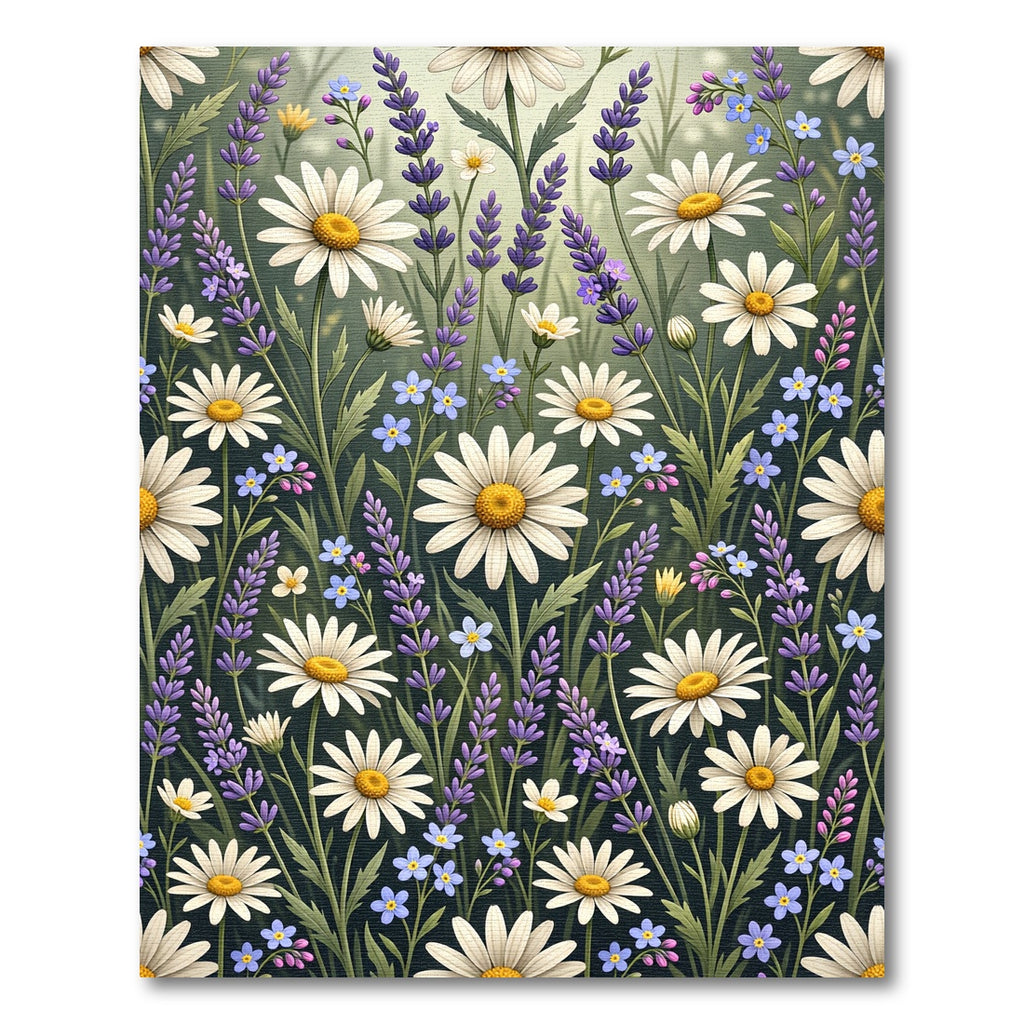 Daisies and Lavender Meadow Wildflower Rug