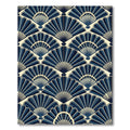 Art Deco Navy Blue Fan Geometric Rug