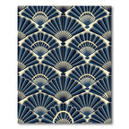 Art Deco Navy Blue Fan Geometric Rug