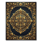 Ornate Golden Filigree Royal Medallion Rug