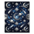 Celestial Silver Moon and Starry Night Rug