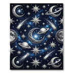 Celestial Silver Moon and Starry Night Rug