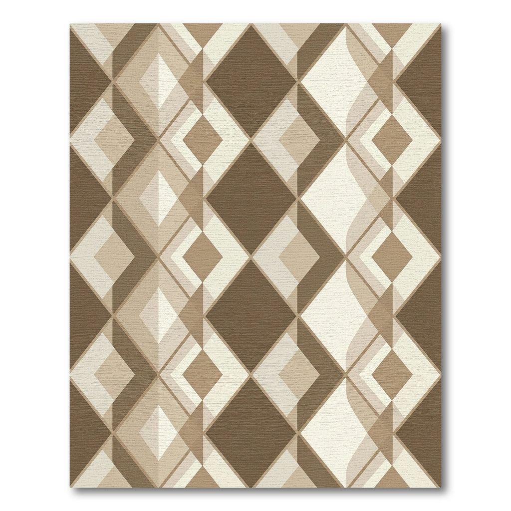 Modern Geometric Taupe Diamond Rug