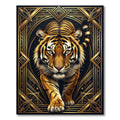 Majestic Tiger Gold Art Deco Frame Rug