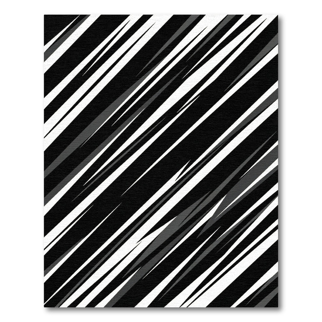 Bold Black and White Diagonal Stripe Rug