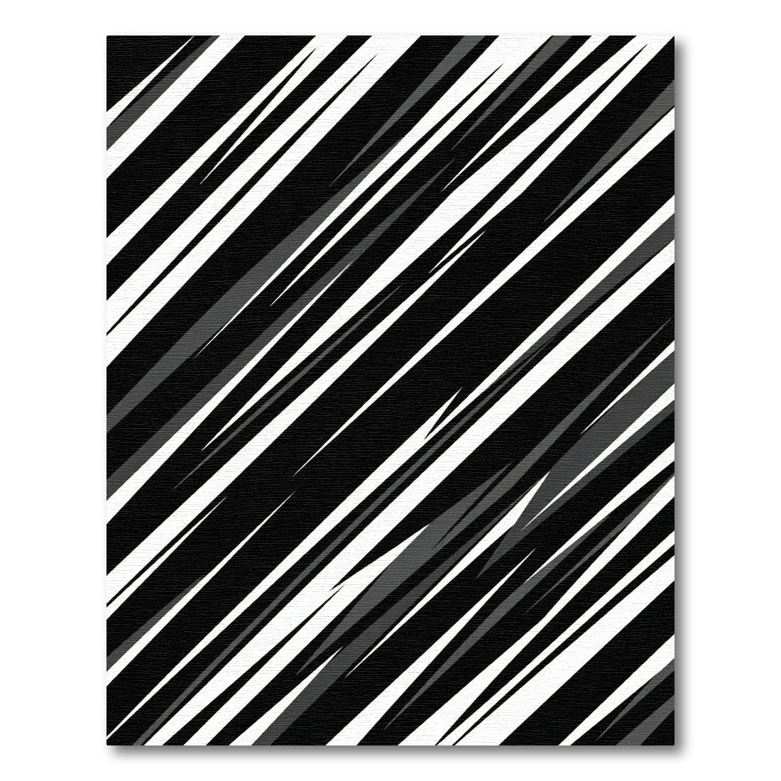 Bold Black and White Diagonal Stripe Rug