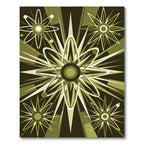 Mid-Century Atomic Olive Starburst Radiance Rug
