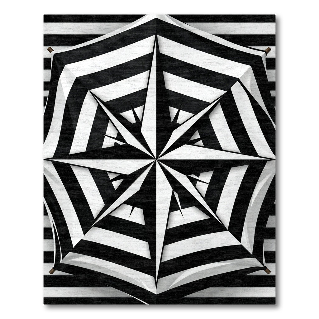 Bold Black White Starburst Stripes Rug