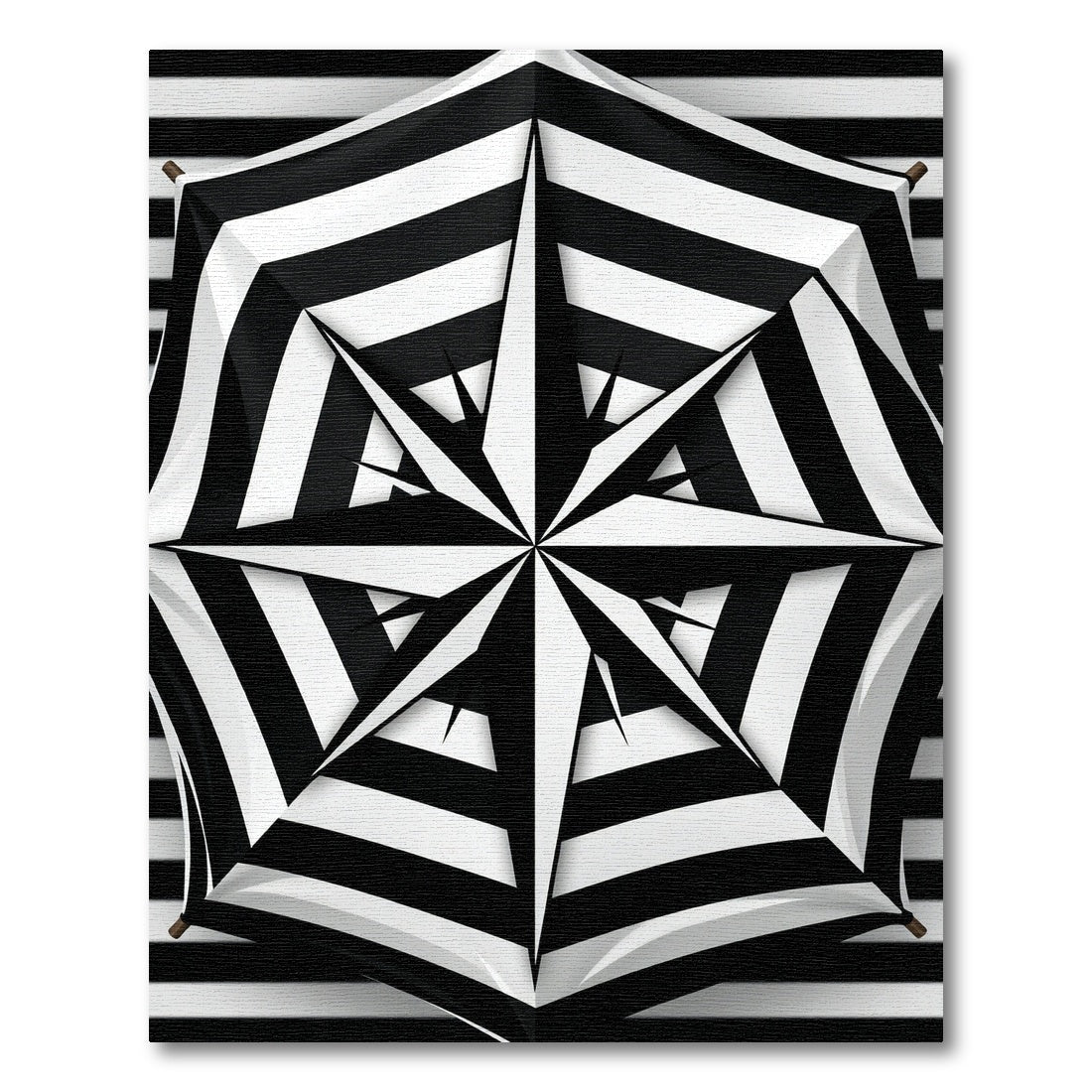 Bold Black White Starburst Stripes Rug