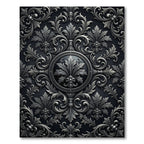 Ornate Silver Acanthus Scrollwork Rug