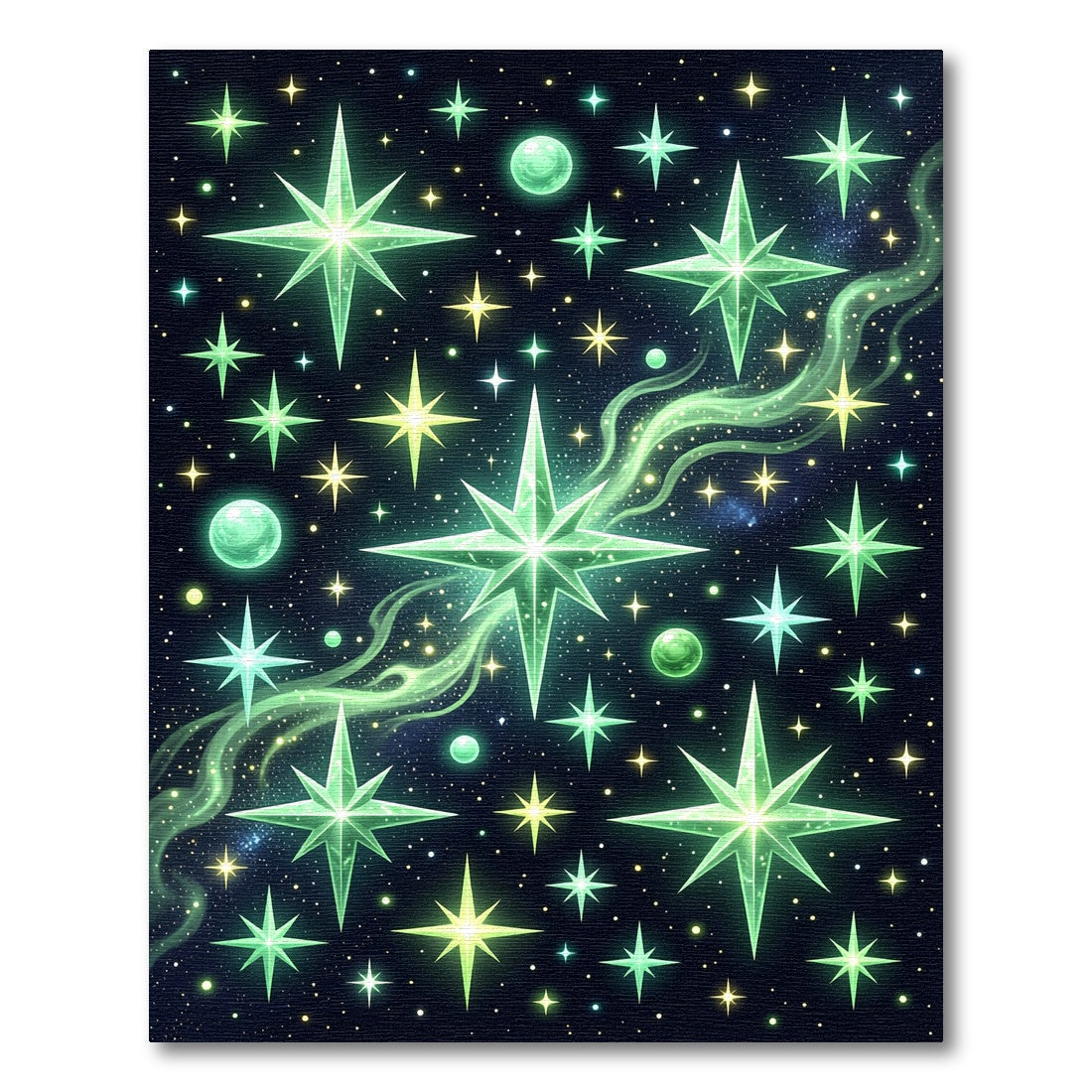 Emerald Starburst Nebula Night Sky Rug
