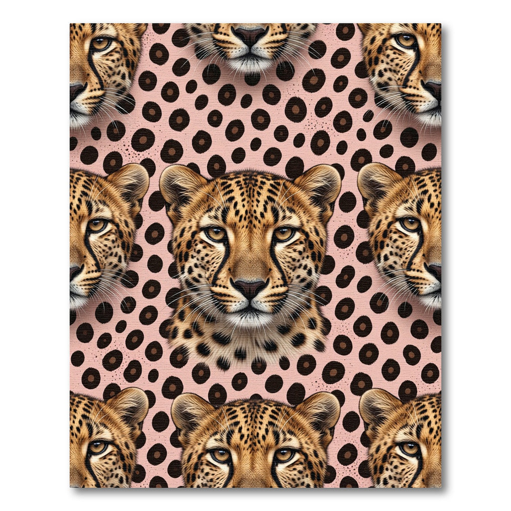 Pink Leopard Spots Cheetah Faces Rug