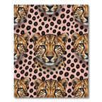 Pink Leopard Spots Cheetah Faces Rug