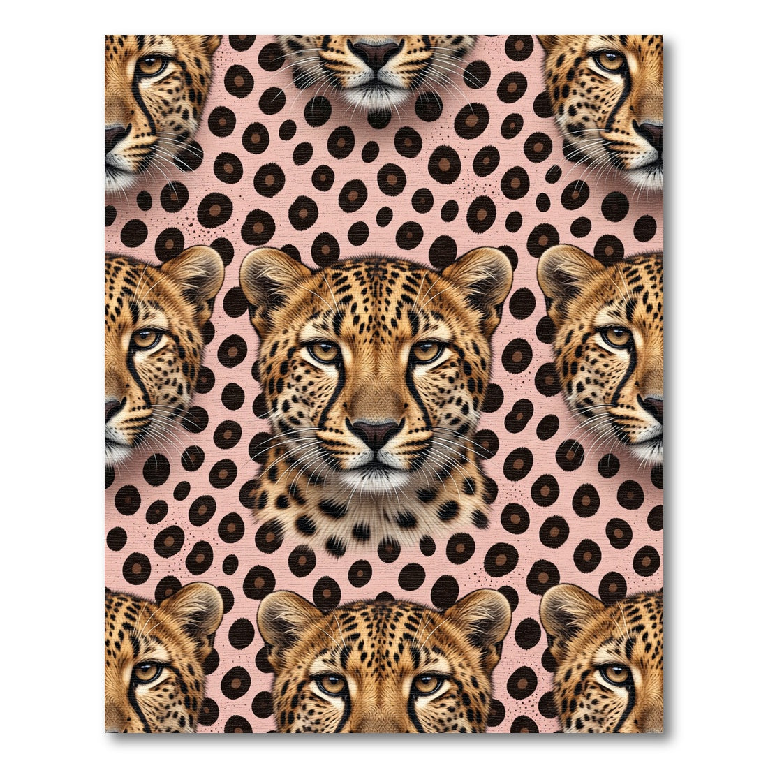 Pink Leopard Spots Cheetah Faces Rug