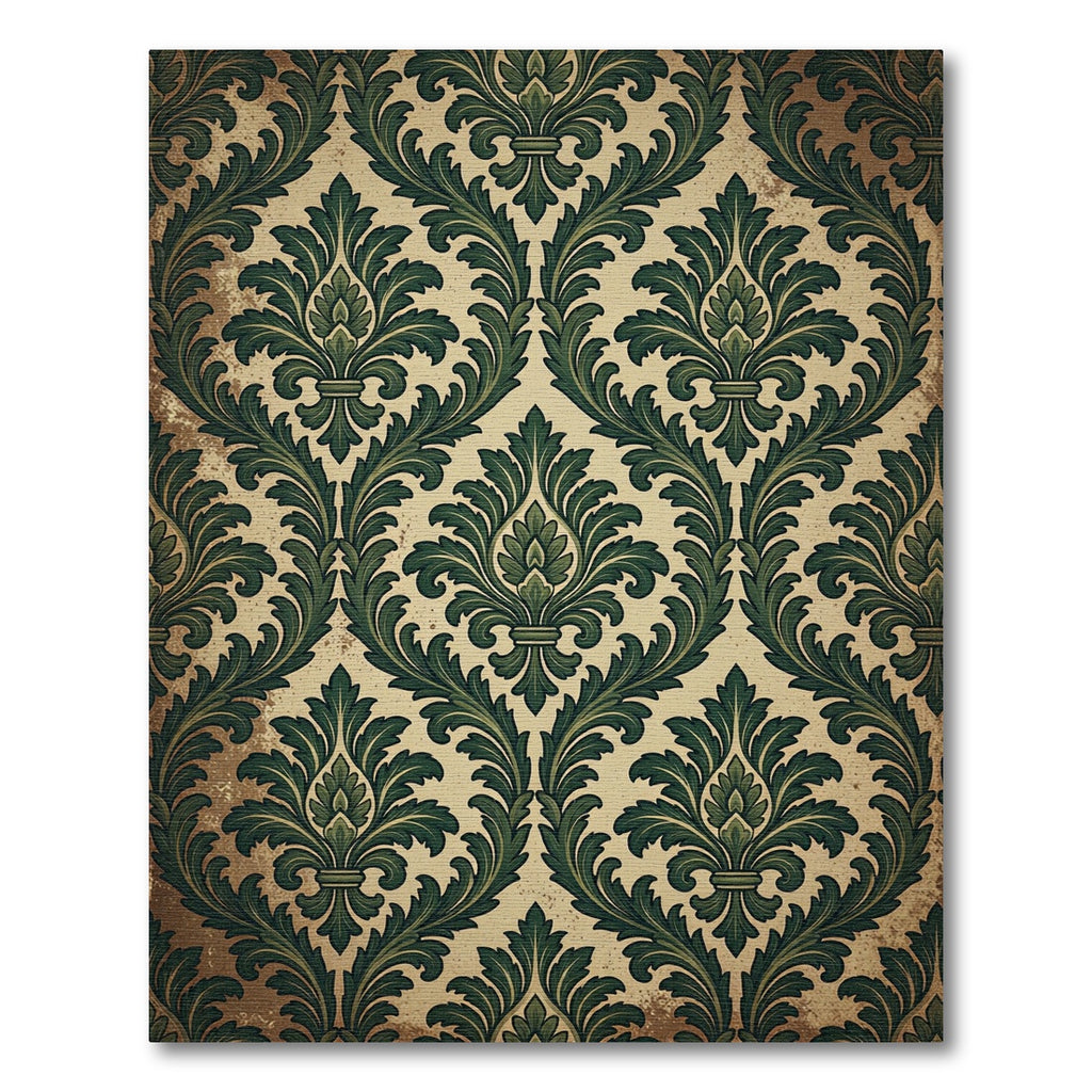 Vintage Green Acanthus Scroll Rug