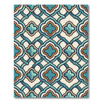 Turquoise Orange Lattice Quatrefoil Rug