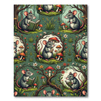 Whimsical Forest Mouse and Mushroom Illustration Rug
