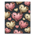 Distressed Pink and Gold Heart Collage Rug