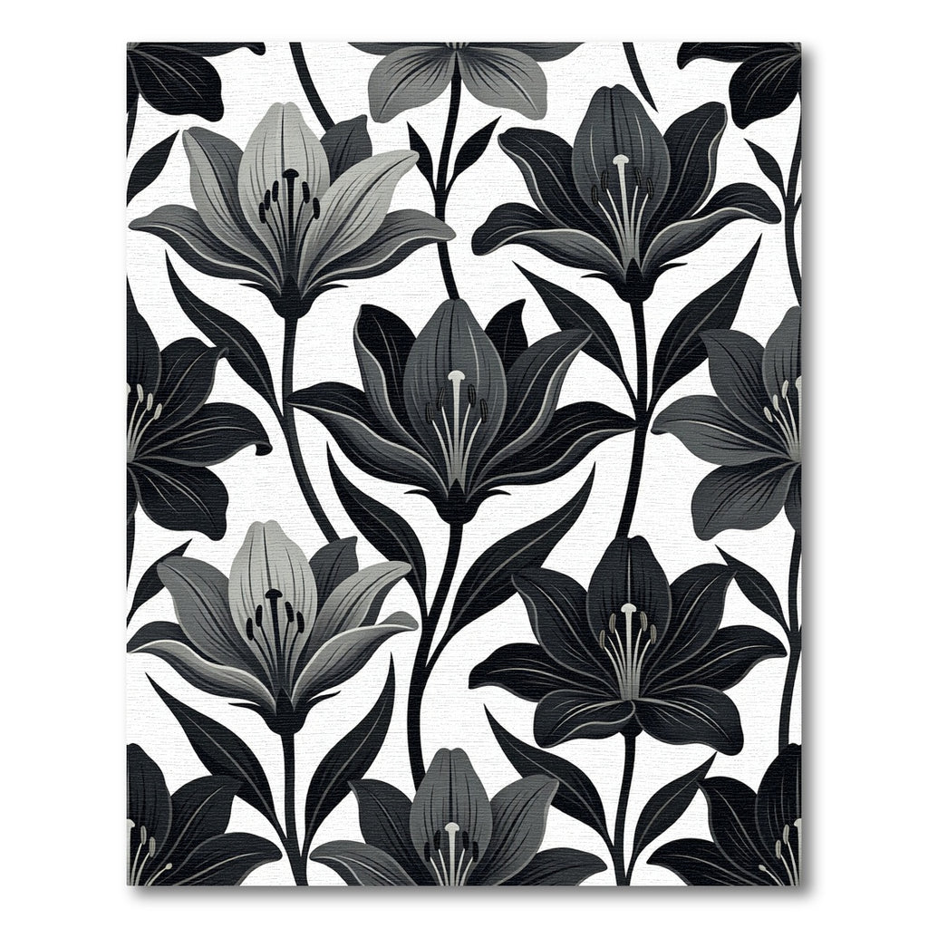 Monochromatic Lily Botanical Composition Rug