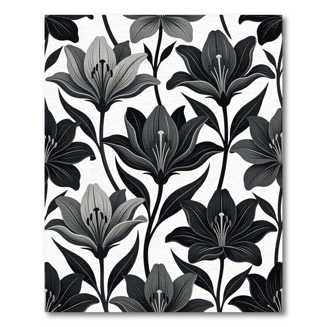 Monochromatic Lily Botanical Composition Rug