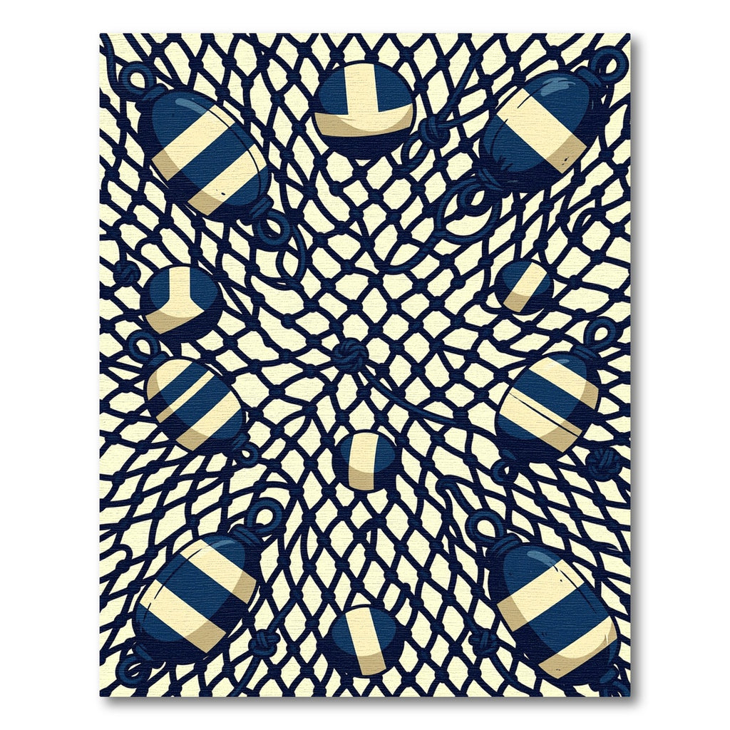 Nautical Buoy and Navy Net Grid Rug