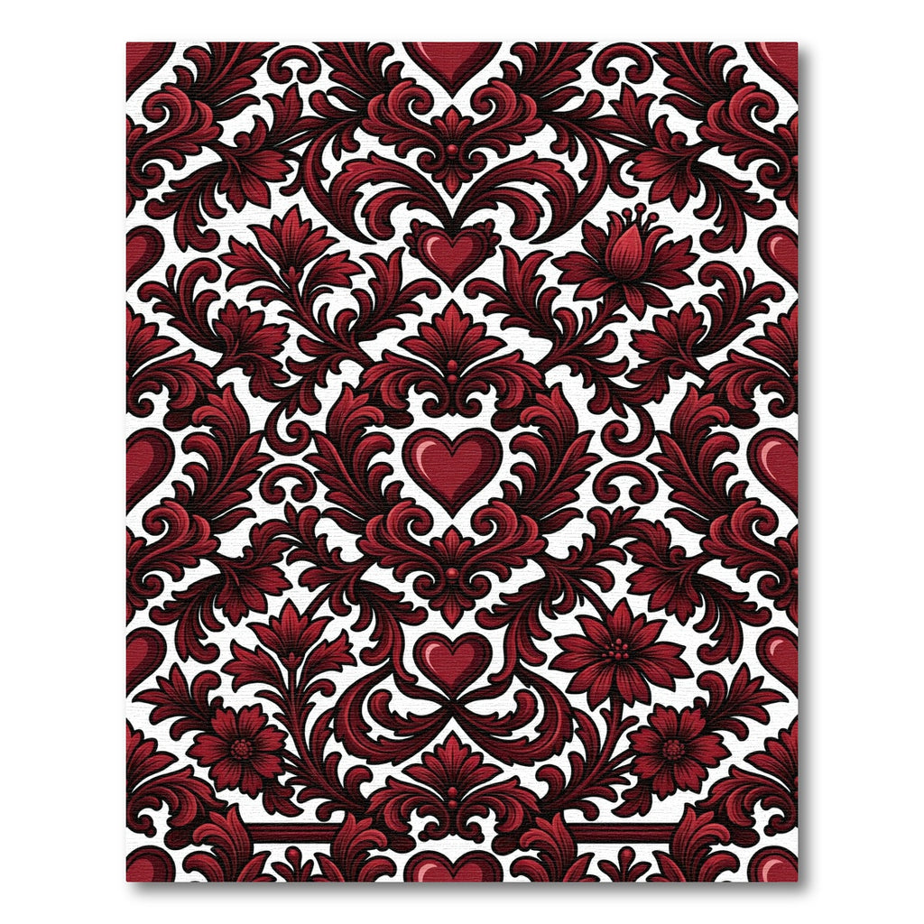 Victorian Crimson Heart Damask Rug