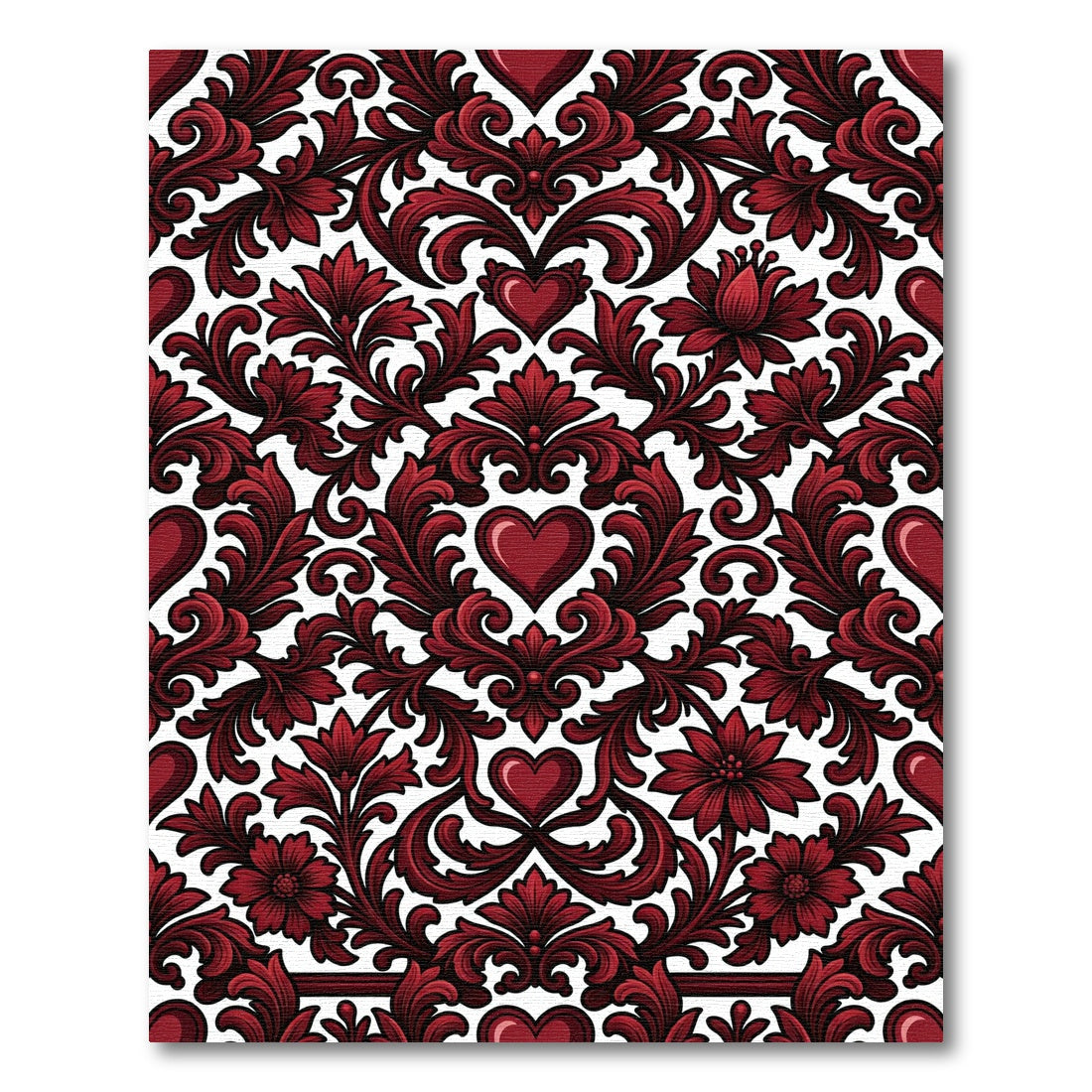 Victorian Crimson Heart Damask Rug