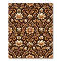 Rich Brown Golden Floral Scroll Rug