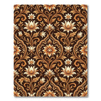 Rich Brown Golden Floral Scroll Rug