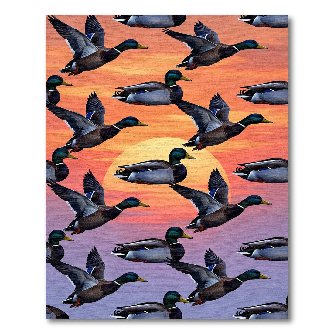 Sunset Mallard Duck Flight Horizon Rug