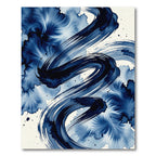 Indigo Abstract Swirl Watercolor Art Rug