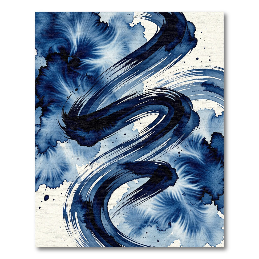 Indigo Abstract Swirl Watercolor Art Rug