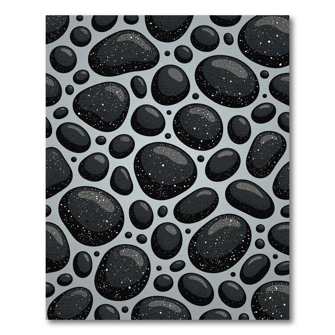 Gray Pebble Scatter With White Speckles Rug