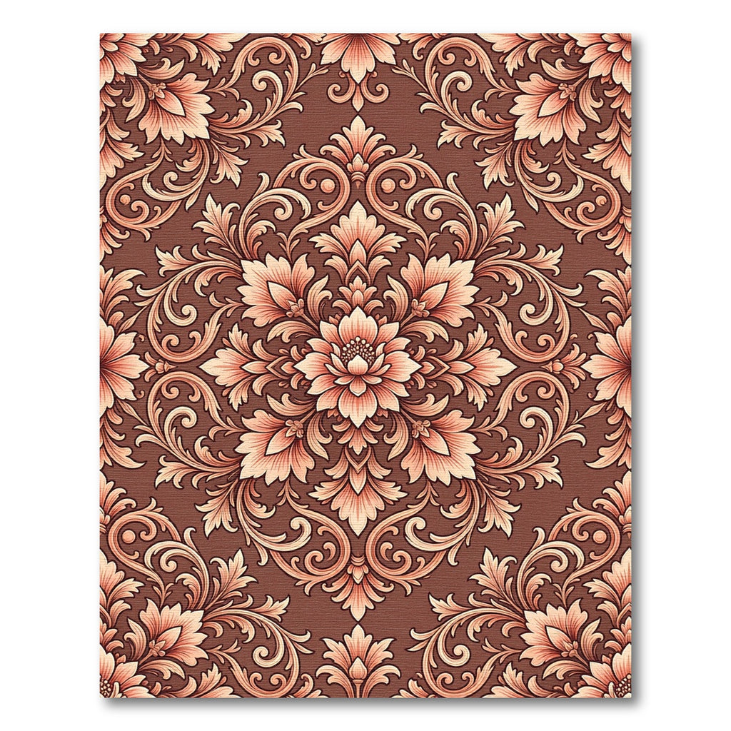 Rich Floral Bronze Scrollwork Rug