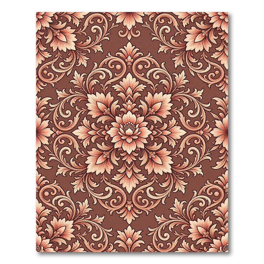 Rich Floral Bronze Scrollwork Rug