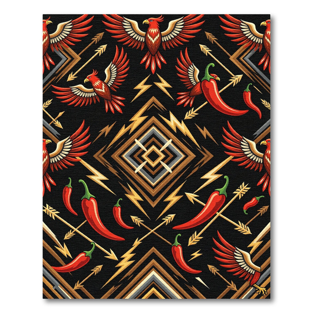Red Phoenix Chili Arrow Art Deco Rug