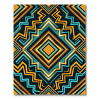 Bold Geometric Teal Gold Diamond Rug