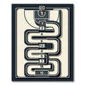 Contemporary Abstract Court Maze Monochrome Area Rug