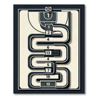 Contemporary Abstract Court Maze Monochrome Area Rug