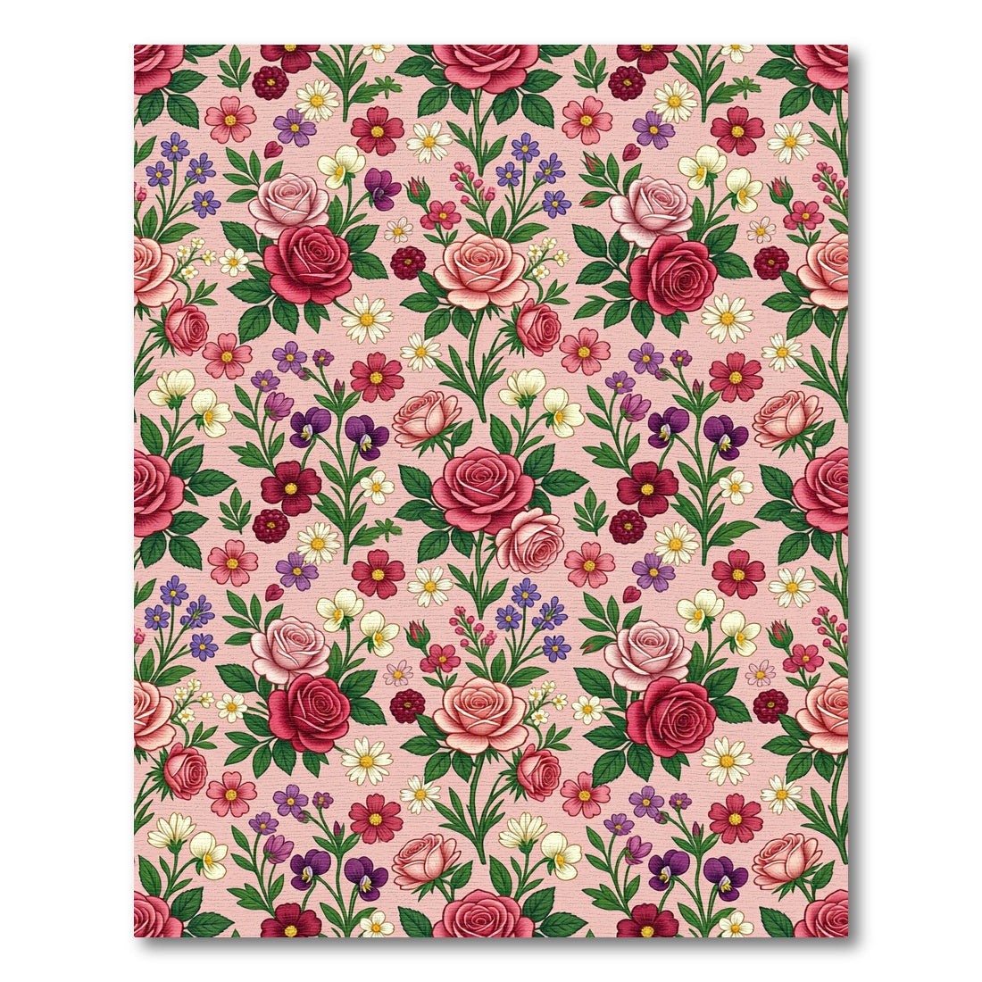 Pink Rose Floral Medley Garden Rug