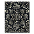 Monochromatic Floral Fan Medallion Rug