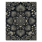 Monochromatic Floral Fan Medallion Rug