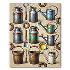 Rustic Farmhouse Watering Can Dairy Pattern Rug