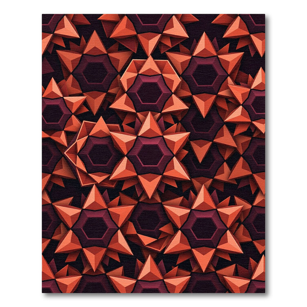 Orange Ruby Geometric Star Rug