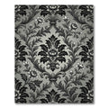 Ornate Black Silver Floral Scroll Rug